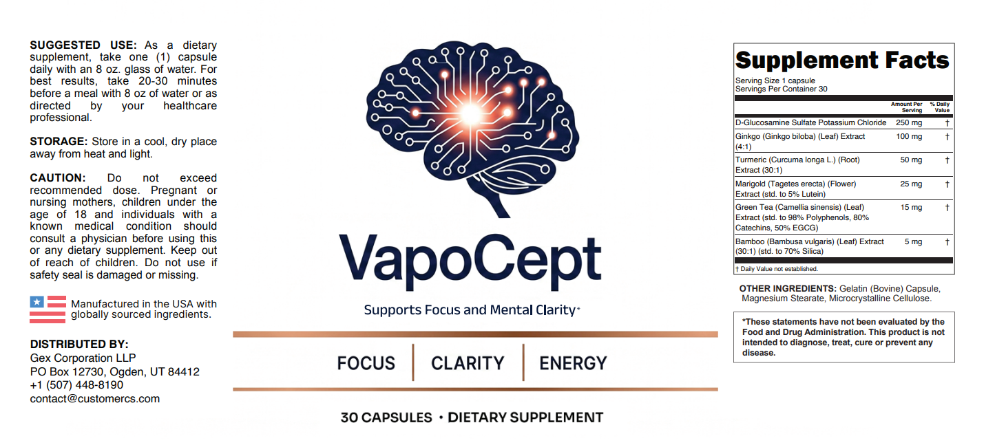 VapoCept supplement label